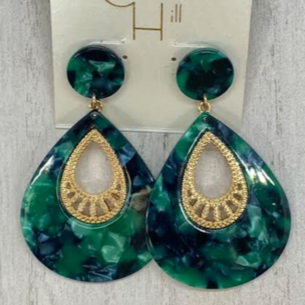 Green Drop Earrings